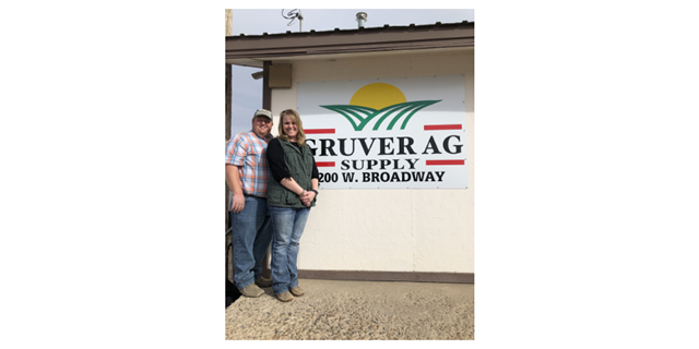 Nick and Katy Slough in front of Gruver Ag Supply