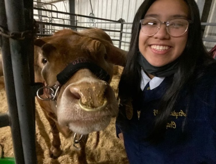 Angelica Lopez and her longhorn
